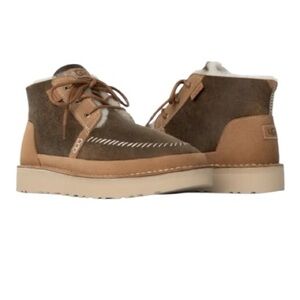 UGG Unisex Neumel Crafted Regenerate boots Chestnut Brown Shipskin fur Sz 7M, 8W